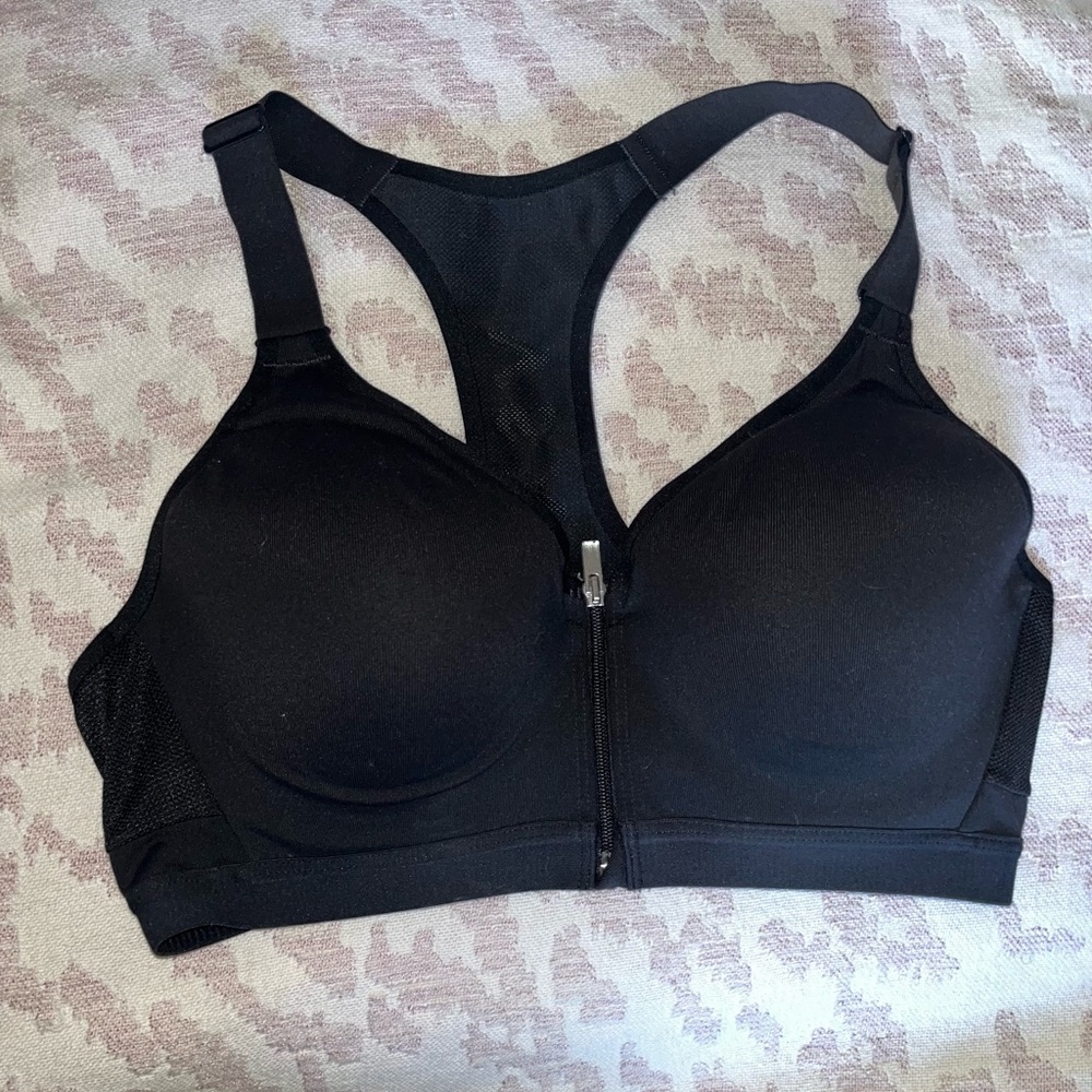 VSX Black Zipper Front Sports Bra